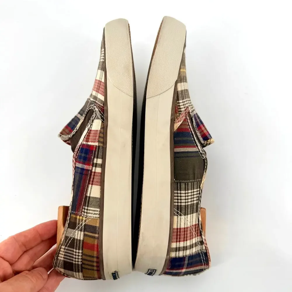 Tommy Hilfiger Patchwork Madras Plaid Slip On Sneakers Mens 10.5 Prep Coastal